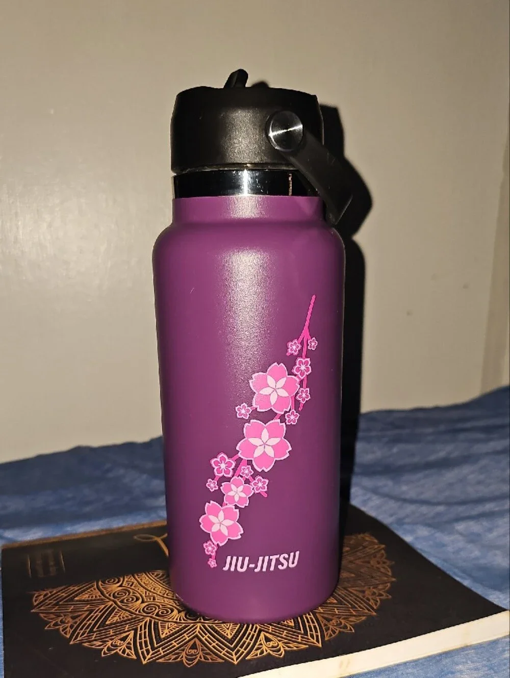 Gracie Barra Insulated Purple Water Bottle with Flip Straw Lid